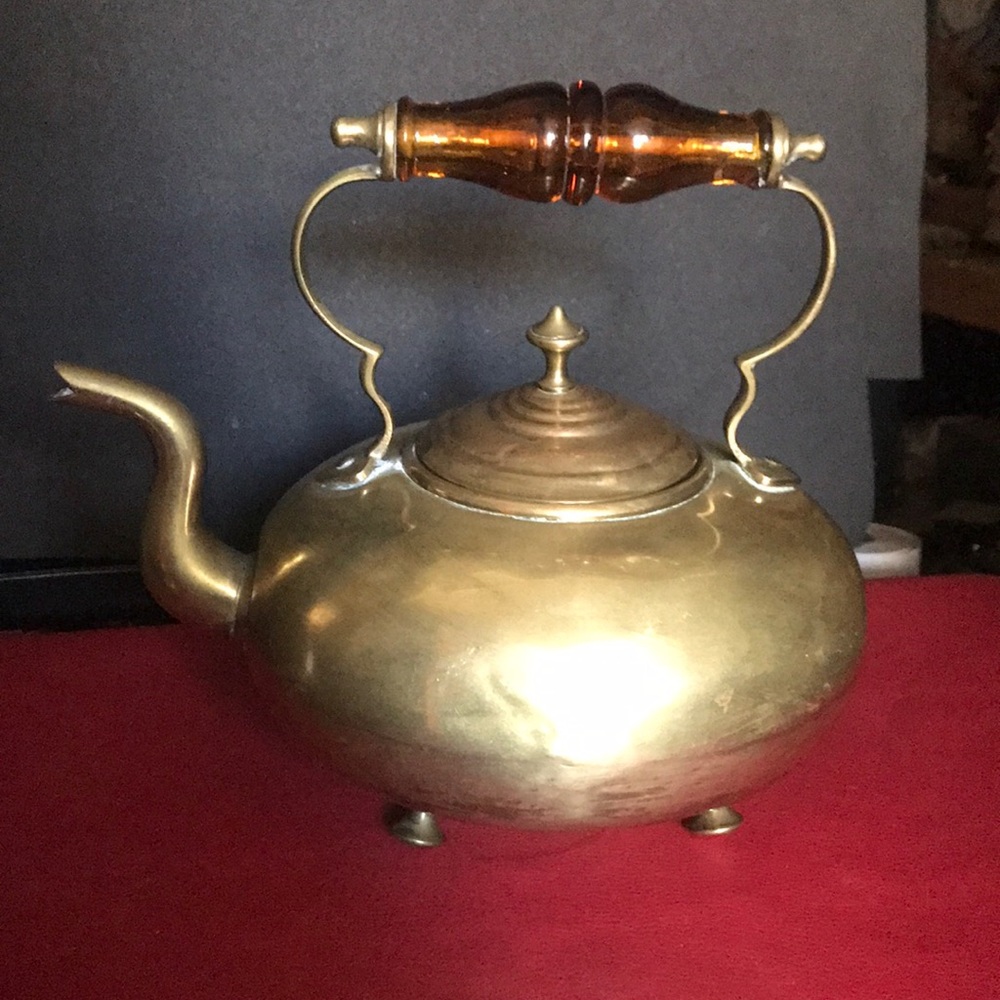 J.C. Brass  gooseneck footed tea pot